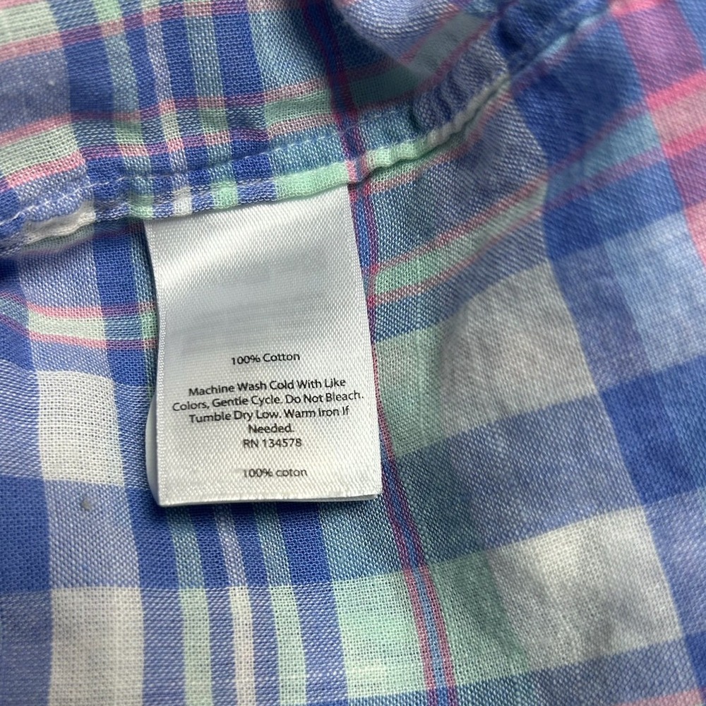 Vineyard Vines Mens Slim Fit Tucker Shirt Blue Pink Plaid Long Sleeve Size Large - Picture 4 of 8